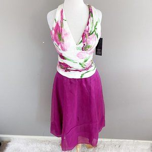 Carmen Marc Valvo Silk Skirt Set Special Occassion Party Beaded Floral NEW 8